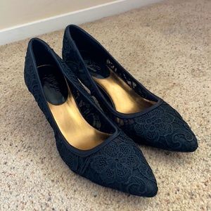 Black lace heels